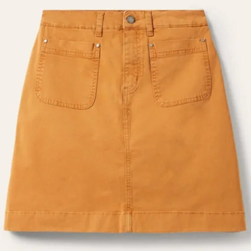 Boden Patch Pocket Chino Skirt Teak Wood Brown US 2R - Picture 2 of 9